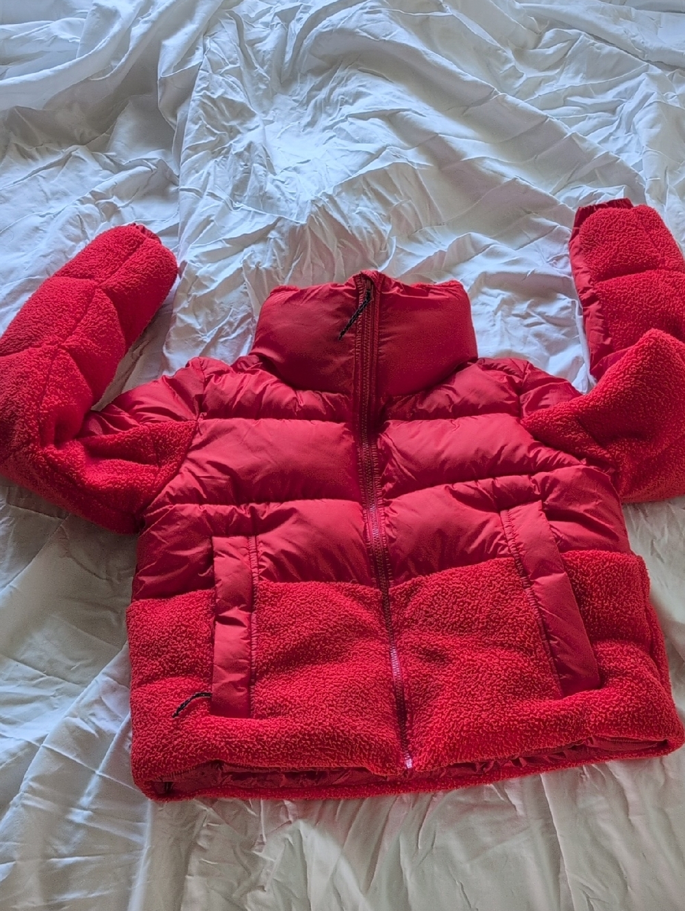 Womens Red Puffer & Sherpa Jacket